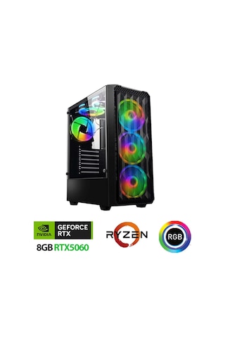 Xaser XSR1156 R5-7500F 32 GB 2 TB M.2 NVMe SSD 8 GB RTX5060 27" Free Dos Masaüstü Oyuncu Bilgisayarı