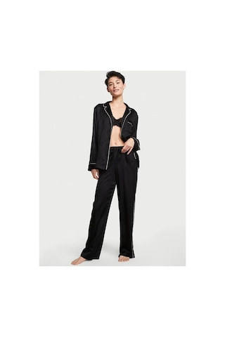 Victoria's Secret Saten Uzun Pijama Takımı Siyah