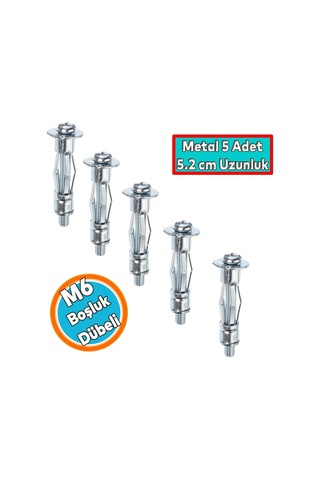 Boşluk Dübel Çelik Alçıpan Frt Tuğla Duvar Bims Paraşüt Dübeli 6x52 Metal 5 Adet Diğer