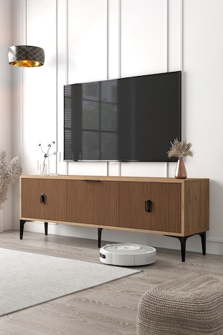 3503 Neva Tv Ünitesi 150 Cm 3 Kapaklı Kaplan - Sepet Tv Sehpası
