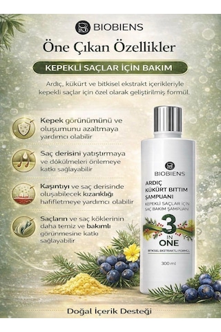 Biobiens Ardıç Kükürt Bıttım Şampuan 300 Ml Tüm Saçlar