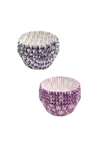 100 Adet Muffin Airfryer Cupcake Kağıdı, Mor Tasarımlı Desenli Kağıt Muffin Kek Kalıbı - 1 Paket Çel Diğer