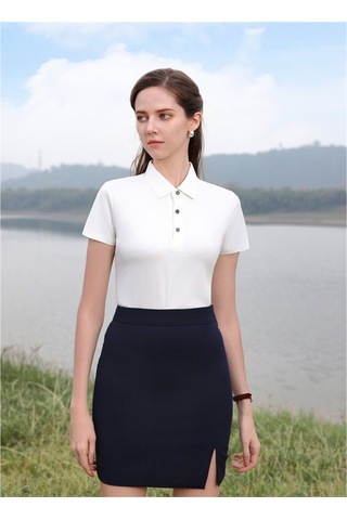 New Performance Premium Polo T-shirt 67.1% Nylon 22.0% Pamuk 10.9% Spandex Beyaz