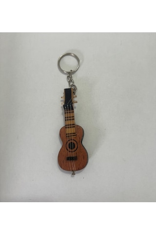 Gitar Ahşap El Yapımı Minyatür Anahtarlık Müzik Aleti Araba Süsü