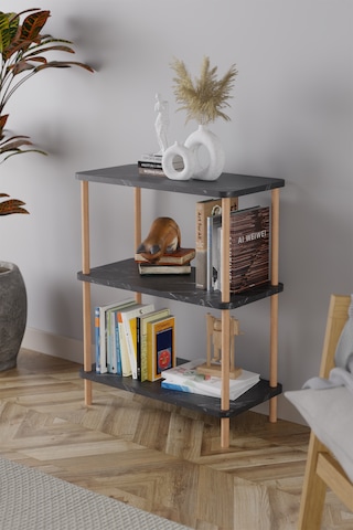 3 Raflı Kitaplık Ahşap Kitaplık Ofis Rafı Ayakkabılık -siyah