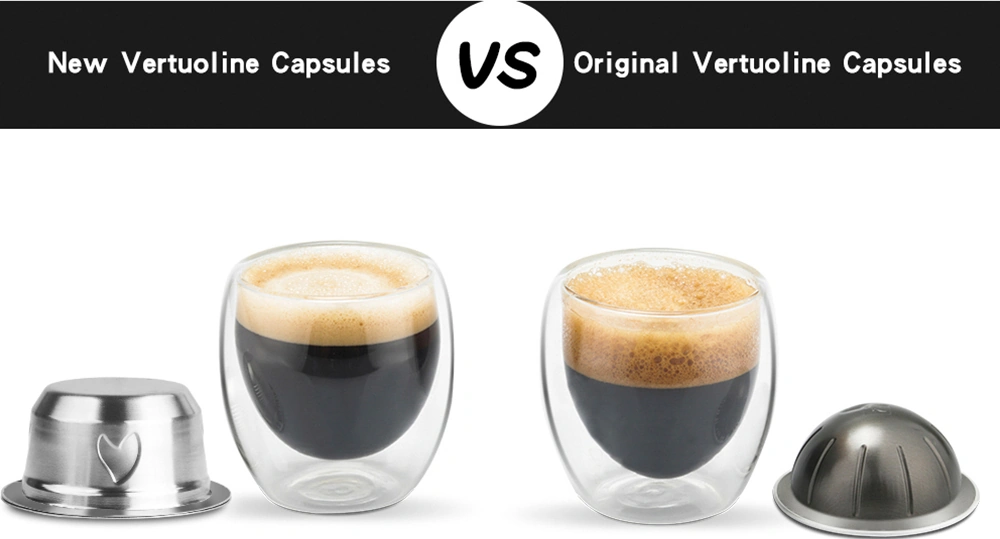 Geeksen 304 Paslanmaz Çelik Yeniden Kullanılabilir Kahve Kapsülü Seti Tampon+kaşıklar+fırça - 12.5g Dolum, 230ml Çıktı - Nespresso Vertuoline Gca1, Delonghi Env135/150, Vertuoplus Bnv450wht1buc1 Uyumlu Type B Diğer