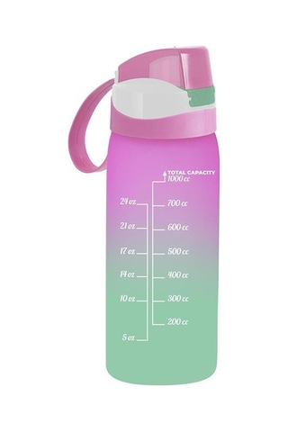1 Lt Çift Renk Boyalı Ölçü Baskılı Matara-pembe Çok Renkli Plastik Diğer