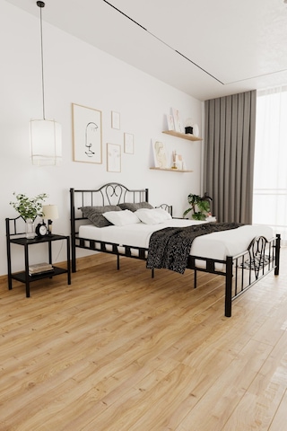 Argimo Orkide Çift Kişilik Ferforje Metal Karyola Siyah 180 x 200