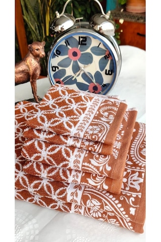 Hediyelik, Çeyizlik , İhraç Fazlası Özel Üretim Bukle Cotton Banyo-mutfak Havlu Seti 6'lı Set Turuncu