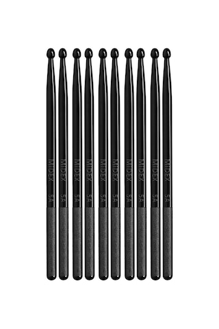 Midex Gfk-901bk-5x Pro 5a Profesyonel Kırılmaz Baget Fiber Karbon Drumsticks Siyah Bateri Bageti 5 Çift