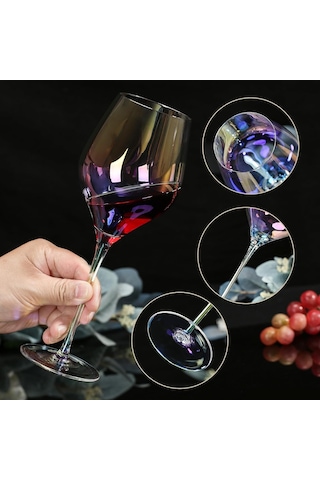 Şarap Kadehleri 2'li Set, 22 Oz El Üflemeli Beyaz Ve Kırmızı Şarap Kadehleri. Kurşunsuz Premium Kristal Yanardön Çok Renkli