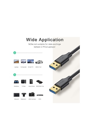 Qgeem QG-CVQ19 USB 3.0 Laptop Adaptörü Veri Kablosu 1.8 Metre