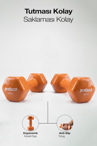 Proforce Vdb Dışı Vinil Kaplı Içi Çelik Döküm Ağırlık Dambıl Kırmızı 8 KG
