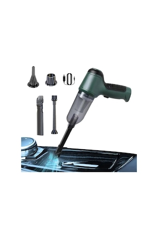 Süpürge Güçlü Vakum Kablosuz Şarjlı Taşınabilir Profesyonel Air Blower Araba Süpürgesi Yeşil