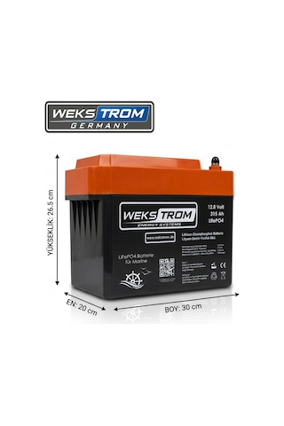 Wekstrom Germany Lityum Demir Fosfat Akü 12,8 V 315 Ah Lifepo4