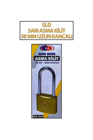 Uzun Tip Sarı Kancalı Asma Kilit 38 Mm 3 Anahtarlı