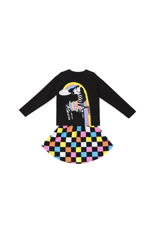 Denokids Mshb&g Gökkuşağı Zebra Kız Çocuk Etek Takım Renkli Çok Renkli