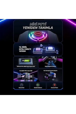 Raxius MP M1A-İ9-3080-129H021 i9-12900H 64 GB 1 TB SSD RTX3080 W11P Mini Pc