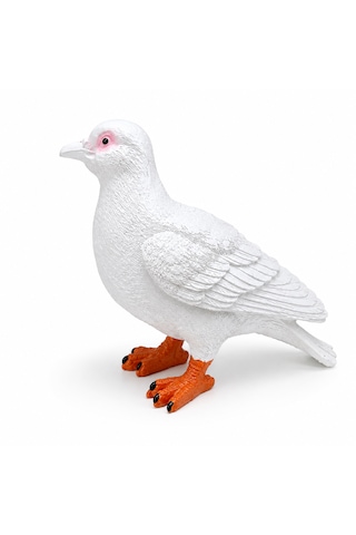 Canlı Boy Güvercin Biblo Polyester Dekoratif Heykel Hediyelik Ev Ofis Bahçe Dekoru 24 Cm Beyaz