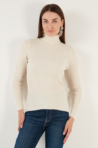 Lela Fitilli Regular Fit Balıkçı Yaka Soft Akrilik Bayan Kazak 4614102 Krem