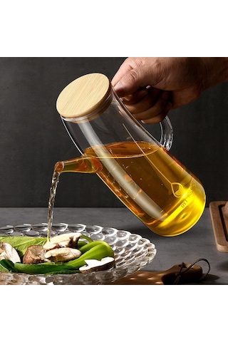 Deconox Bambu Kapklı Borosilikat Cam Yağlık Sirkelik 1 Litre Isıya Dayanıklı Sızdırmaz Tasarım Sku: Smg8690010567420 Açık Bej