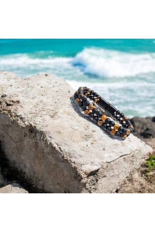 Çift Oniks Ve Kaplangözü Çelik Bileklik 31832b20d4 Çok Renkli