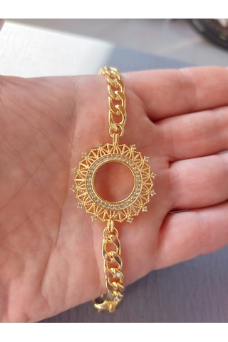 Çeyrek Ve Garm Uyumlu 24ayar Altın Kapma Künye Bileklik Altın