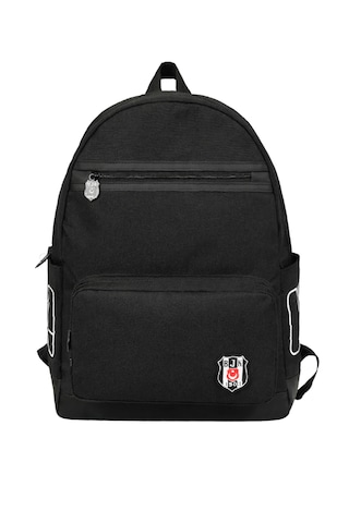 Beşiktaş Lisanslı Siyah Suni Deri Detaylı Sırt Çantası - 1903 Nakışlı Laptop Bölmeli Okul Çantası