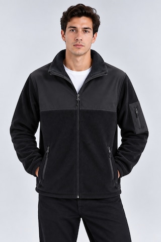 Parshey Erkek Softshell Polar Ceket Su Geçirmez Tam Fermuarlı Rahat Günlük Kullanım Siyah