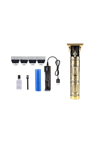 Vintage T9 Metal Şarjlı Profesyonel Saç Ense Sakal Tıraş Makinesi