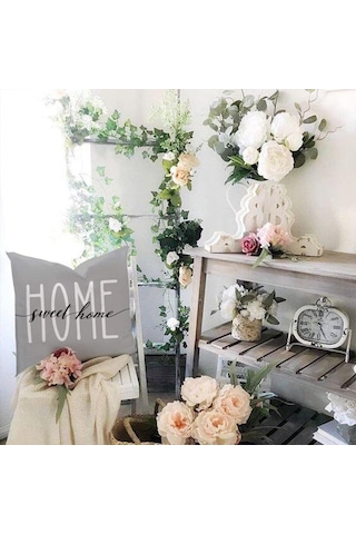 Shineyee 4 Adet 45x45 Cm Fantezi Linen Kumaş Köy Stili Ev Dekoru Yastık Kılıfı, Gizli Reçme, Tek Taraflı Baskı, Yeşil Renk, Konforlu Ve Dayanıklı Haki - Gri