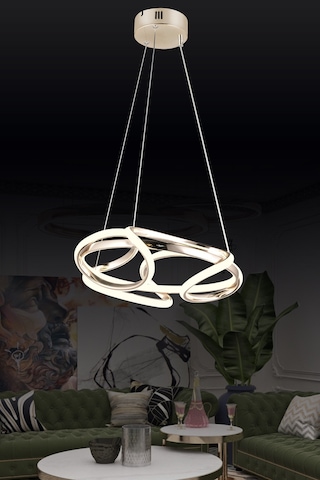 Ld 061 K Topsuz Model Gold 3 Renkli Salon Ve Oturma Odası İçin İdeal Alüminyum Avize, 50x90 Gold