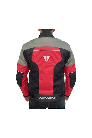 Venom Dynamic 4 Mevsim Siyah Gri Kırmızı Motosiklet Montu