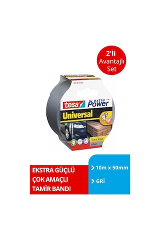 Tesa Extra Power Universal Duct Bant, 10mx50mm, Gri X2 Adet