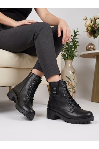 Nesilshoes Nesil Shoes Marr 851 Hakiki Deri İçi Kürklü Kadın Bot Siyah