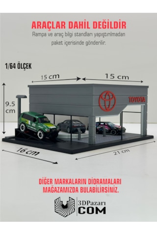 3d Baskı 1/64 Ölçekli Toyota Showroom Tasarımlı Diorama Araç Sergileme Garajı