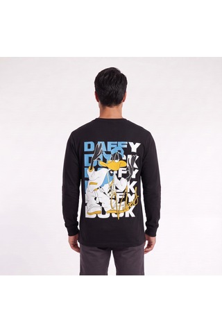 Blow Up Daffy Duck Baskılı Siyah Erkek Sweatshirt 12466