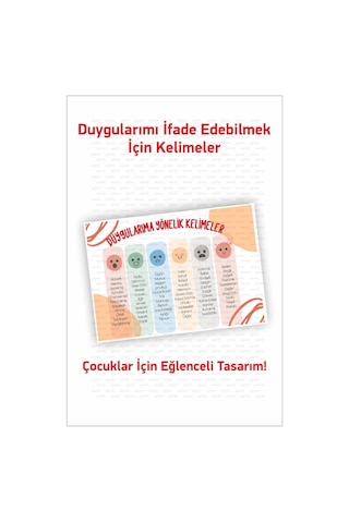 Çocuk Duygularım Için Kelimeler Poster , Duygu Çizelgesi 2 Adet Ç