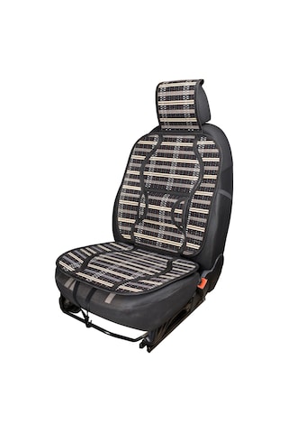 Oto Hasır Bambu Minder Ön Siyah İkili Takım Bel Destekli Terletmez Wf-1819-bk