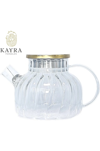 Çelik Kapaklı Borosilikat Dilimli Model Süzgeçli Cam Demlik Bitki Çayları 1000 Ml Royaleks-cm-2001 Asorti