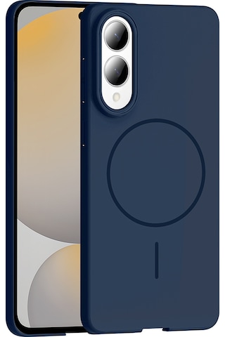 Samsung Galaxy Uyumlu S25 Edge Kılıf M-safe Şarj Özellikli Zore Ruby Sert Kapak Lacivert