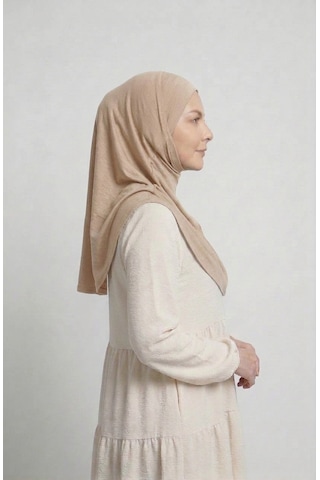 Alivascarf Pratik Hijab Sandy Şal - Hazır Türban Tesettür Eşarp Namazlık Namaz Örtüsü Açık Bej