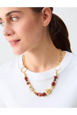 Jimmy Key Jimmy Key Bordo Boncuk Detaylı Halkalı Ayarlanabilir Kolye 6sw426602562