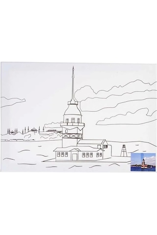 Ceoart Desenli Tuval Taksim Treni, Ayasofya, Galata, Kız Kulesi 35x50 Ceo-tu0002