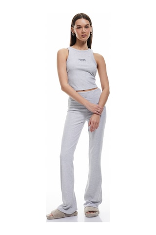 Koton Slim Fit İşleme Detaylı Halter Yaka Fitilli Atlet Pijama Üstü Gri Melanj 5slk90012mk Gri Melanj