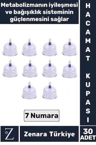 Yüksek Kaliteli Metabolizma Etkili Vakumlu Hacamat Kupası 7 Numara 30 Adet