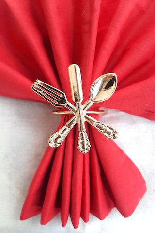 12 Adet Dekoratif Gold Food Style Peçete Halkası - Napkin Ring