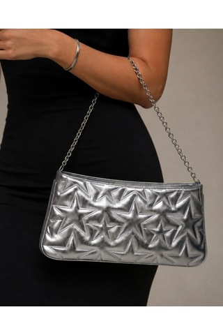 Yş Collection Yıldızlı Zincir Detaylı Kol Çanta Gümüş