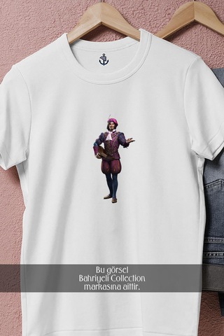 Oversize The Witcher 3- Wild Hunt Assassin's Creed Tasarımlı Unisex T-shirt Beyaz