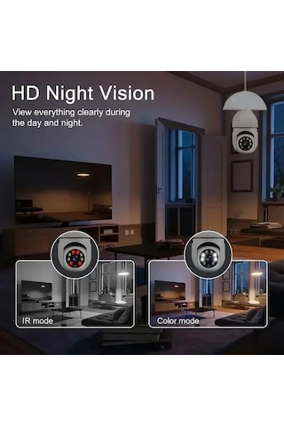 Panoramik Ampul Kamera Kablosuz E27 Ampul Kamera Projeksiyon 360 Derece